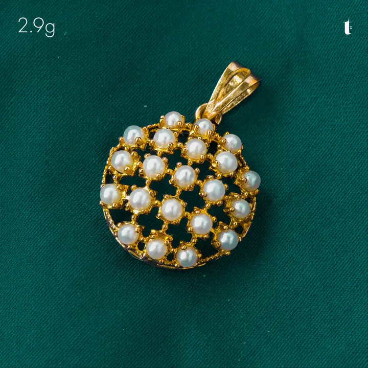 Yellow Gold Contemporary Locket with Pearl design 2 by TAHERI