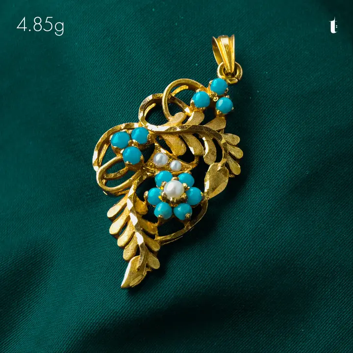 Yellow Gold Contemporary Locket with Colored Stones design 7 by TAHERI