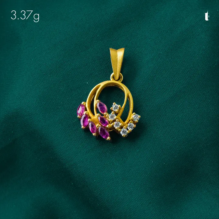 Yellow Gold Contemporary Locket with Ruby design 11 by TAHERI