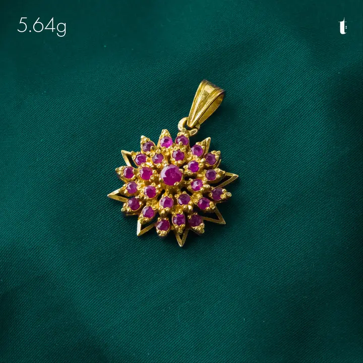 Yellow Gold Contemporary Locket with Ruby design 15 by TAHERI