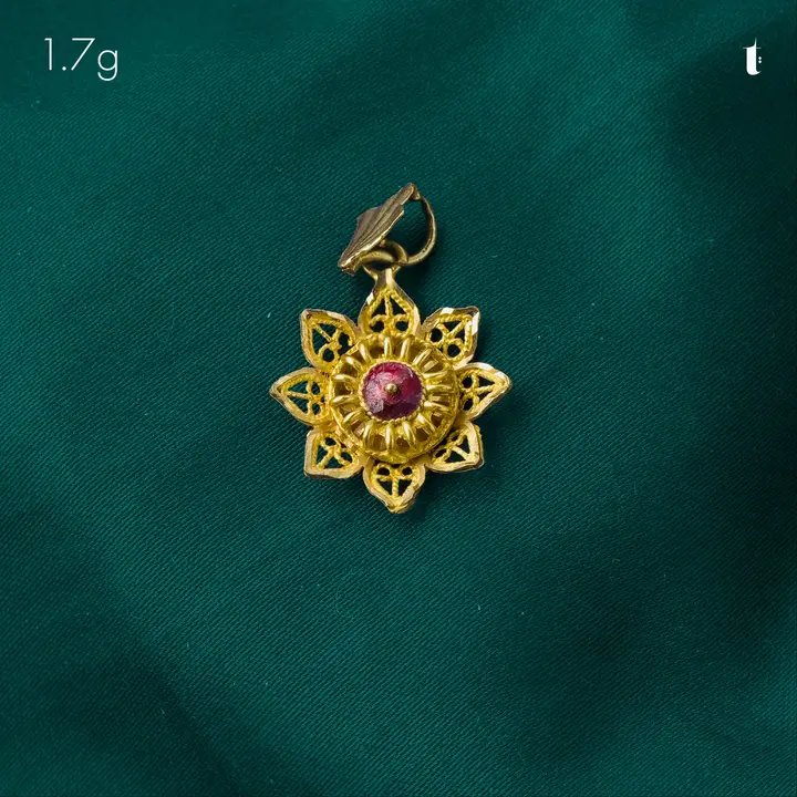 Yellow Gold Contemporary Locket with Ruby design 17 by TAHERI