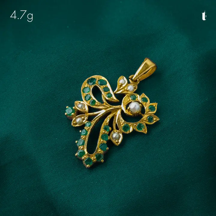 Yellow Gold Contemporary Locket with Emerald design 18 by TAHERI