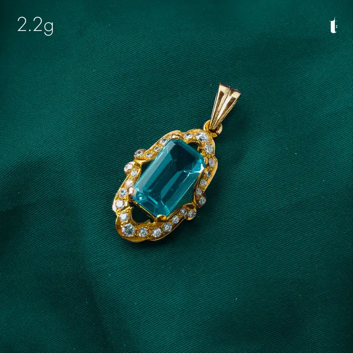 Yellow Gold Contemporary Locket with Sapphire design 19 by TAHERI