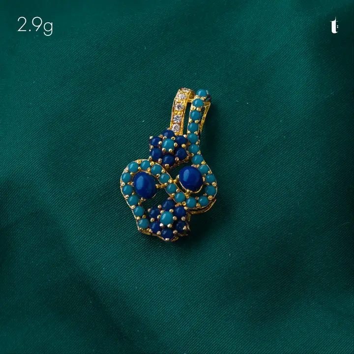 Yellow Gold Contemporary Locket with Colored Stones design 22 by TAHERI