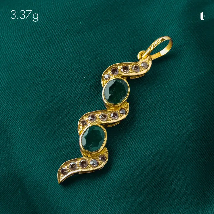 Yellow Gold Contemporary Locket with Emerald design 24 by TAHERI