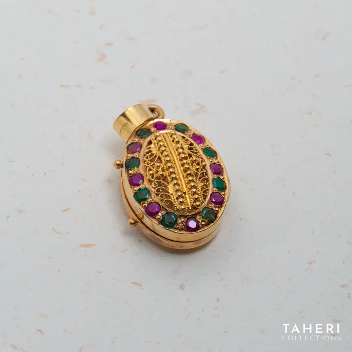 Yellow Gold Taweez with Colored Stones design 18 by TAHERI