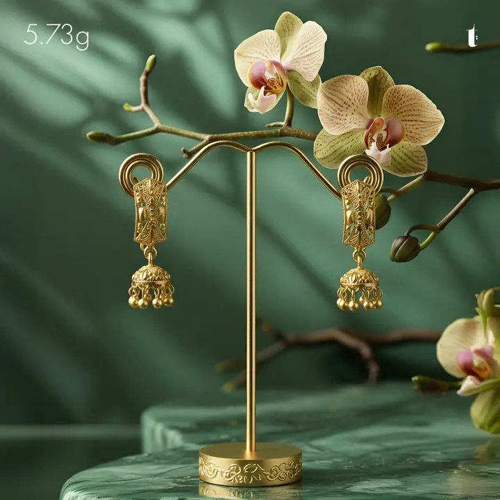 Yellow Gold Jhumki design 4 by TAHERI