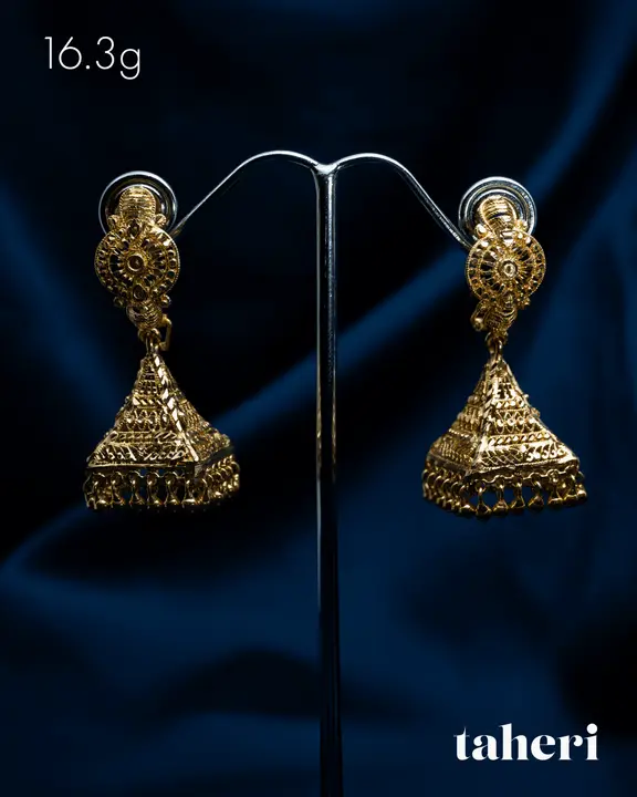 Yellow Gold Jhumki design 8 by TAHERI
