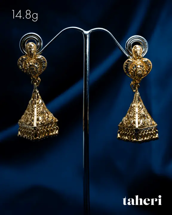Yellow Gold Jhumki design 9 by TAHERI