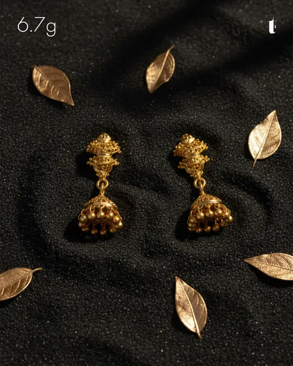 Yellow Gold Jhumki design 17 by TAHERI