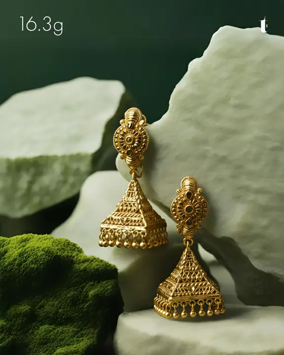 Yellow Gold Jhumki design 19 by TAHERI