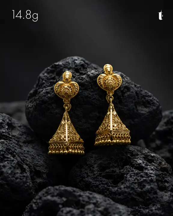 Yellow Gold Jhumki design 20 by TAHERI