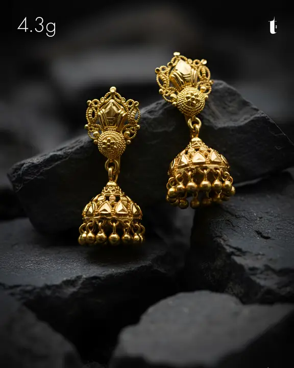 Yellow Gold Jhumki design 21 by TAHERI