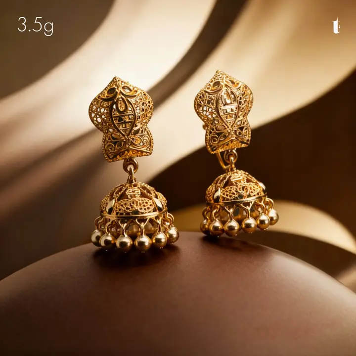 Yellow Gold Jhumki design 24 by TAHERI