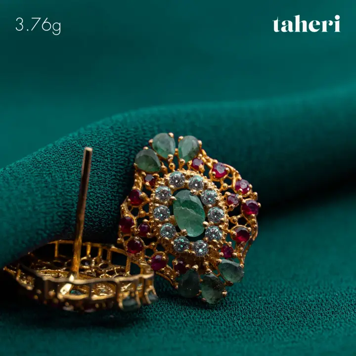 Yellow Gold Top with Emerald design 5 by TAHERI