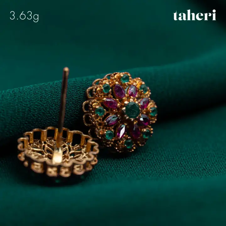 Yellow Gold Top with Colored Stones design 20 by TAHERI