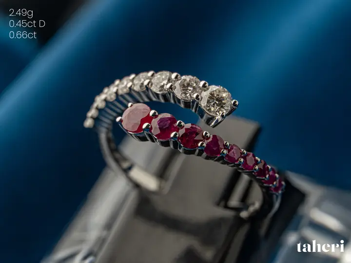 White Gold Diamond Ring with Colored Stones design 13 by TAHERI