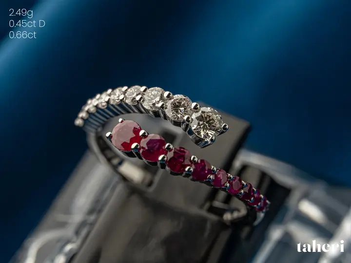 White Gold Diamond Ring with Colored Stones design 24 by TAHERI