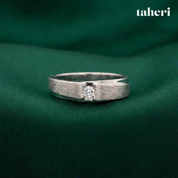 White Gold Palladium Bands for Him with Cubic Zirconia design 24 by TAHERI