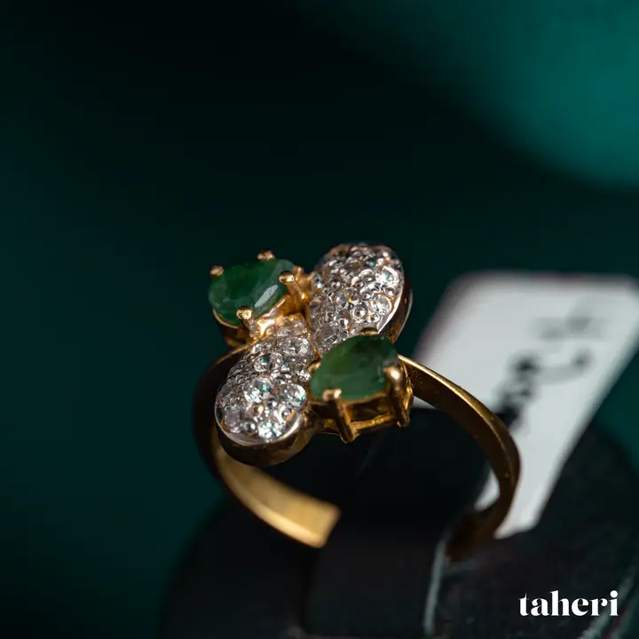 Two-Tone Ring with Emerald design 1 by TAHERI