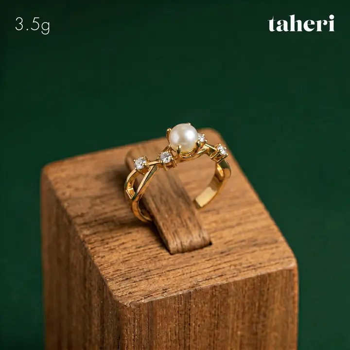 Yellow Gold Ring with Pearl design 4 by TAHERI