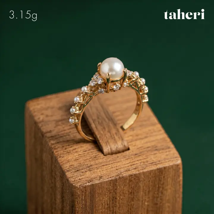 Yellow Gold Ring with Pearl design 6 by TAHERI