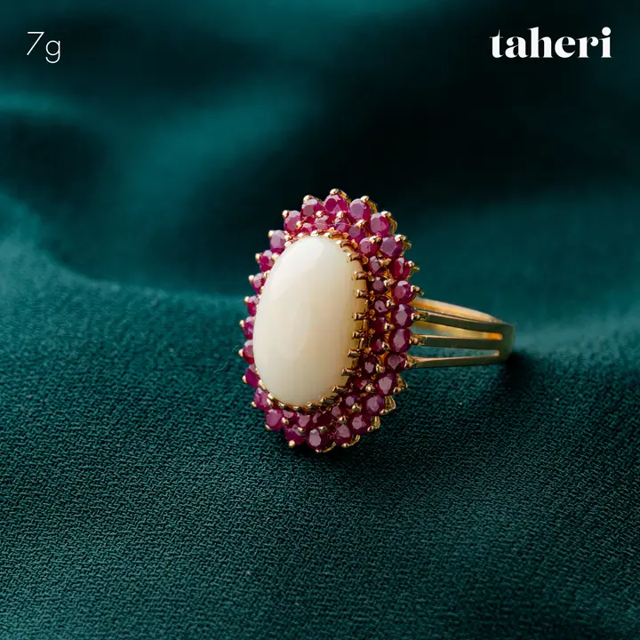 Yellow Gold Ring with Colored Stones design 9 by TAHERI