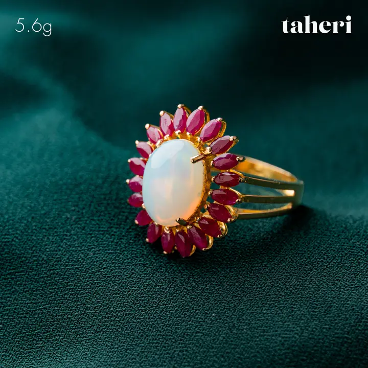 Yellow Gold Ring with Colored Stones design 10 by TAHERI