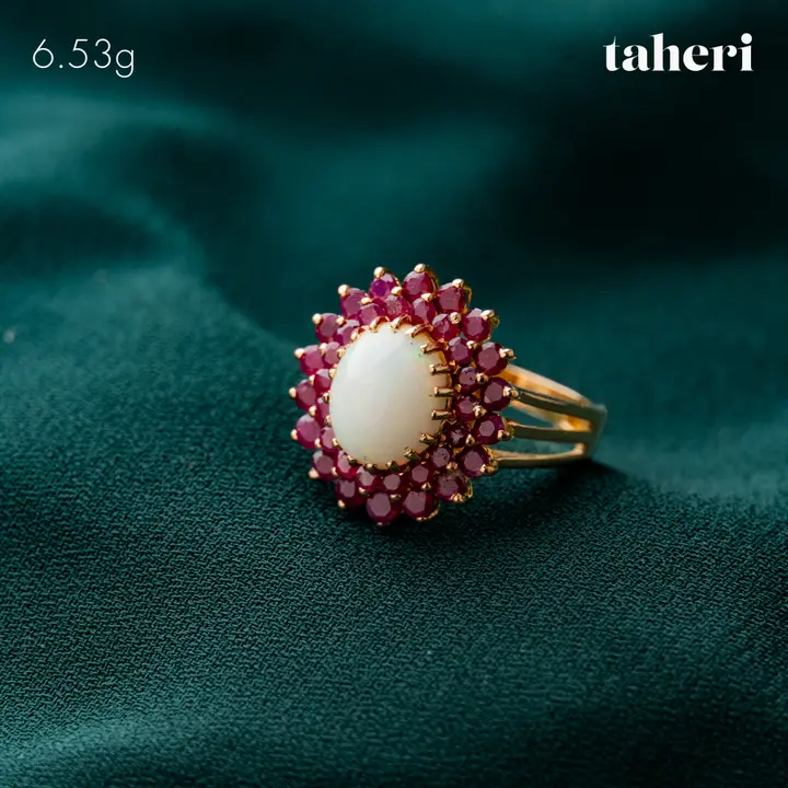 Yellow Gold Ring with Colored Stones design 11 by TAHERI