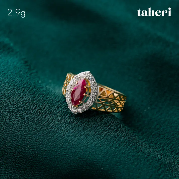 Yellow Gold Ring with Ruby design 14 by TAHERI