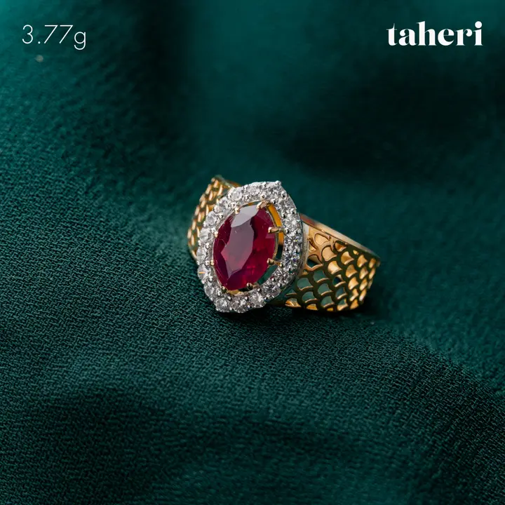 Yellow Gold Ring with Ruby design 18 by TAHERI