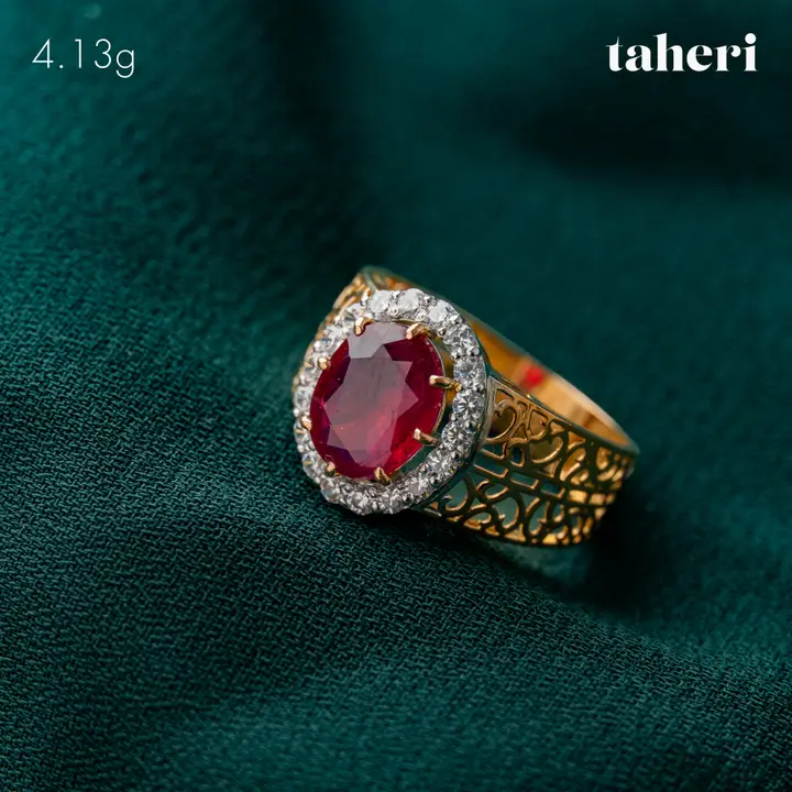 Yellow Gold Ring with Ruby design 21 by TAHERI