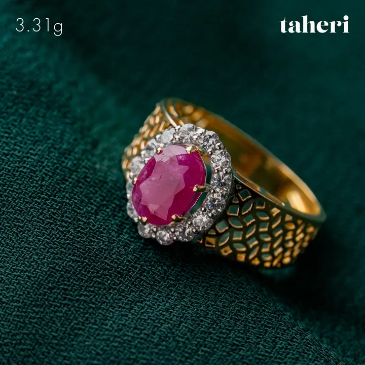 Yellow Gold Ring with Ruby design 23 by TAHERI
