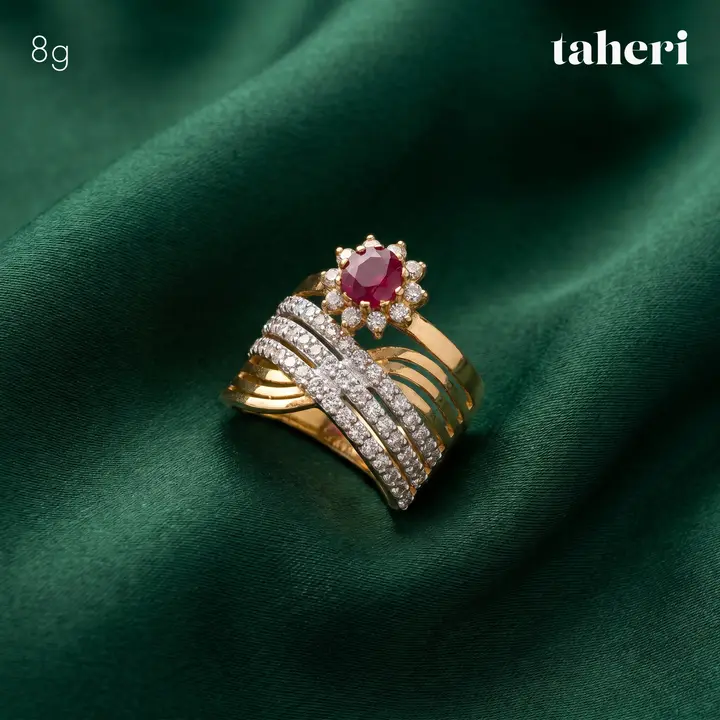 Yellow Gold Ring with Ruby design 7 by TAHERI