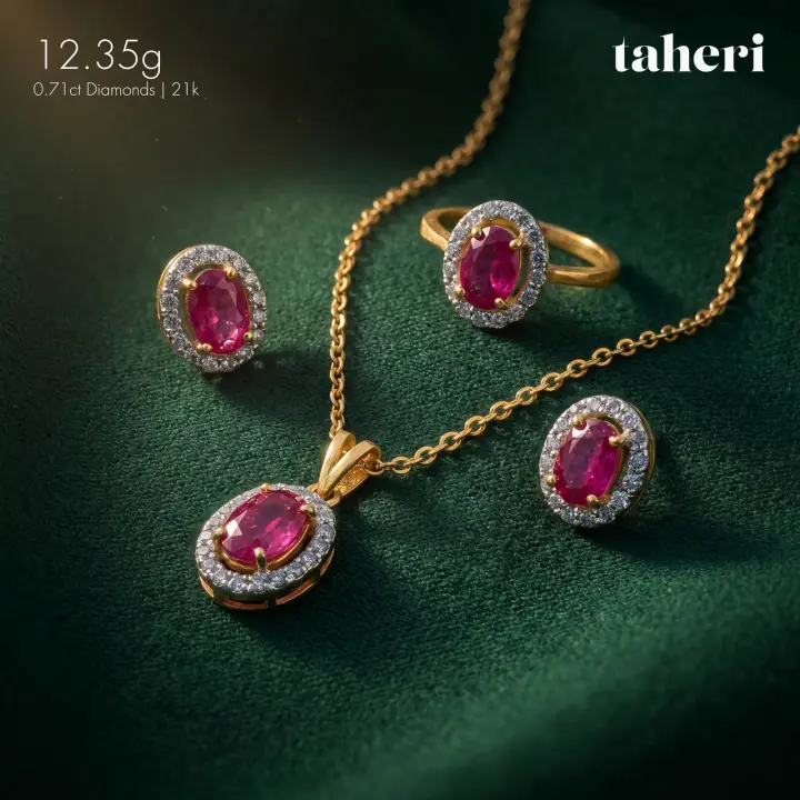 Yellow Gold Diamond Set with Colored Stones design 11 by TAHERI