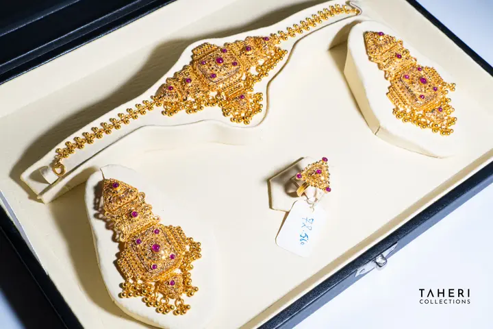 Yellow Gold Gold Set with Ruby design 7 by TAHERI