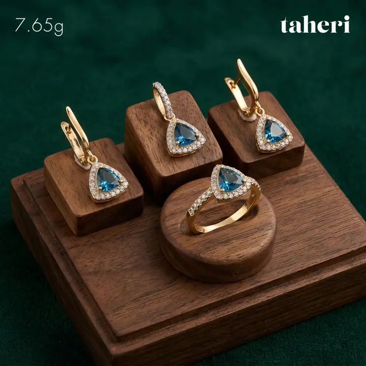 Yellow Gold Locket sets without Bangle with Sapphire design 4 by TAHERI