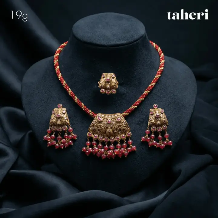 Yellow Gold String Set with Colored Stones design 5 by TAHERI