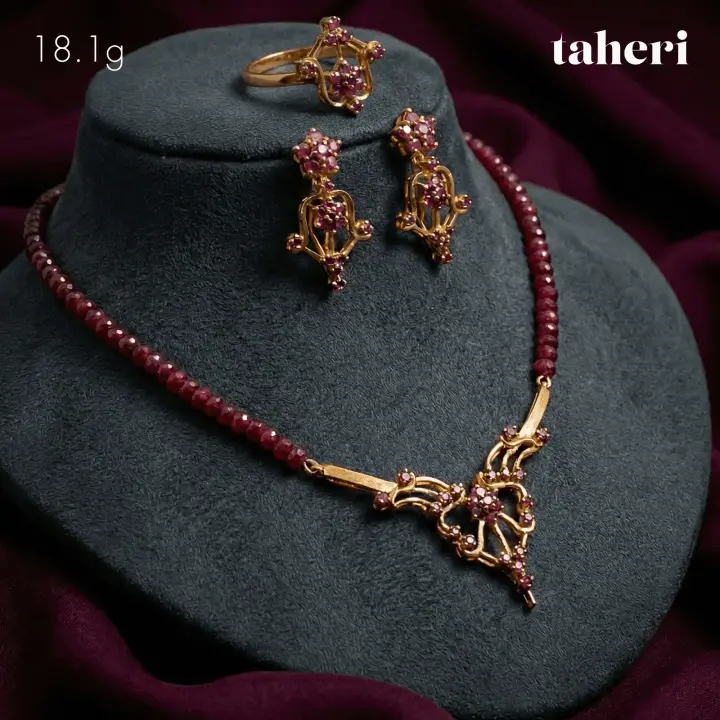 Yellow Gold String Set with Ruby design 7 by TAHERI