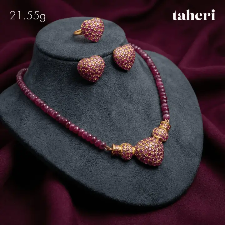 Yellow Gold String Set with Ruby design 8 by TAHERI