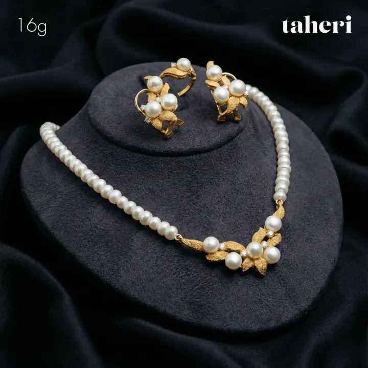 Yellow Gold String Set with Pearl design 9 by TAHERI