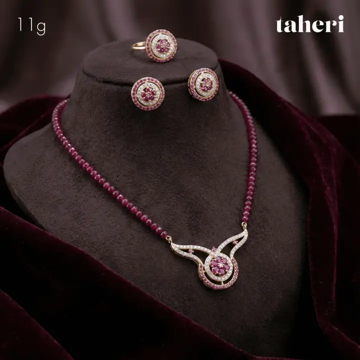Yellow Gold String Set with Ruby design 13 by TAHERI