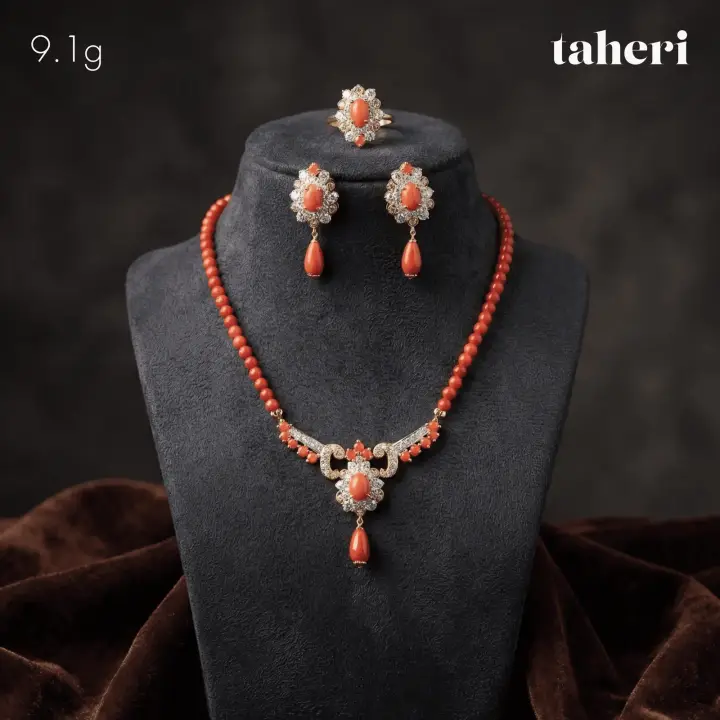Yellow Gold String Set with Colored Stones design 14 by TAHERI