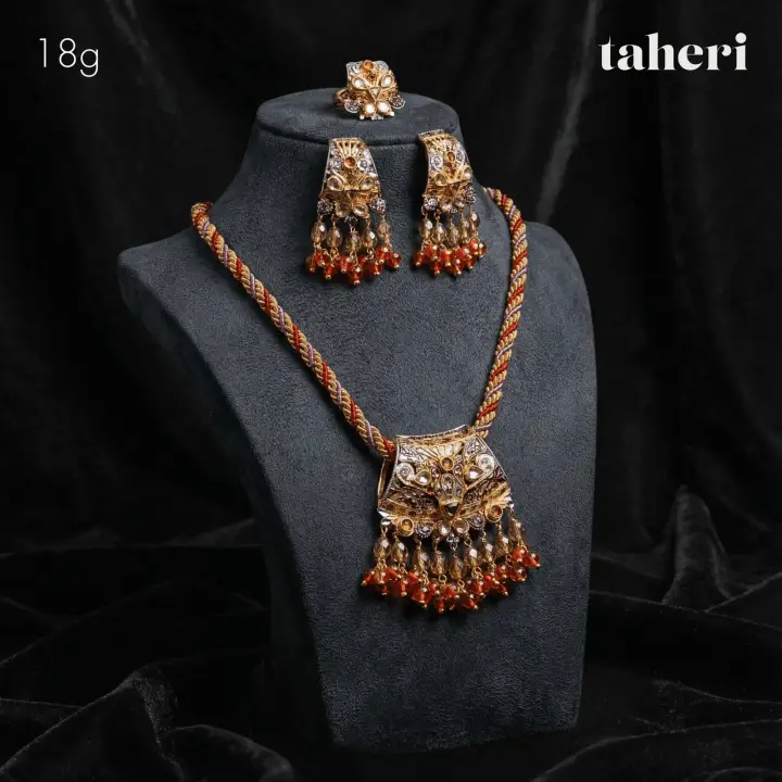 Yellow Gold String Set with Colored Stones design 18 by TAHERI