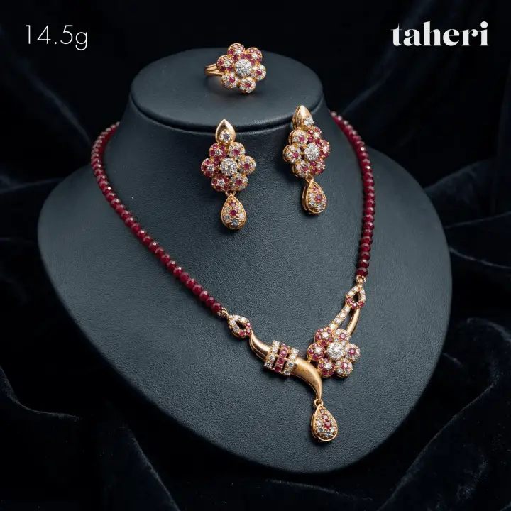 Yellow Gold String Set with Ruby design 22 by TAHERI
