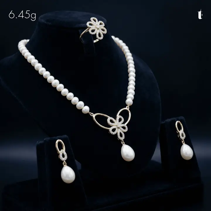 Yellow Gold String Set with Pearl design 23 by TAHERI