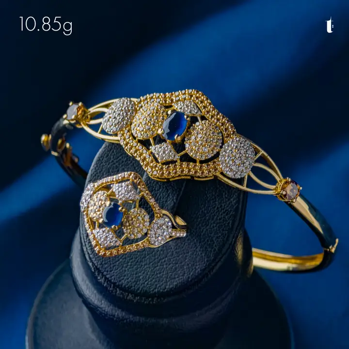 Two-Tone Bangle & Ring with Sapphire design 13 by TAHERI