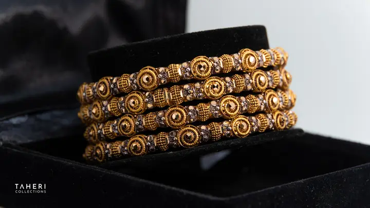 Yellow Gold Bangles & Kara design 12 by TAHERI