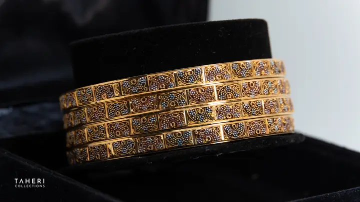 Yellow Gold Bangles & Kara design 21 by TAHERI