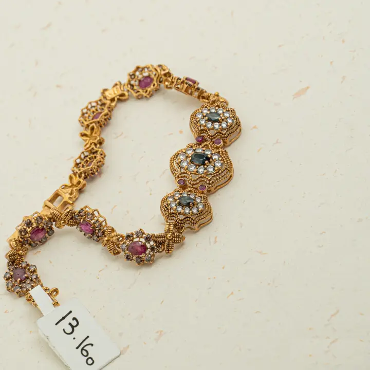 Yellow Gold Bracelet with Sapphire design 9 by TAHERI